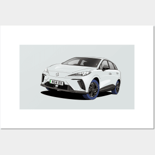 MG4 EV Electric Car in White Posters and Art